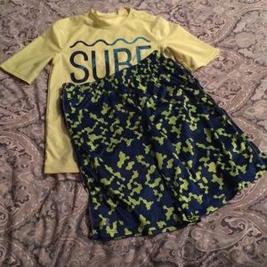 Under Armour shorts/ Old Navy splash guard youth